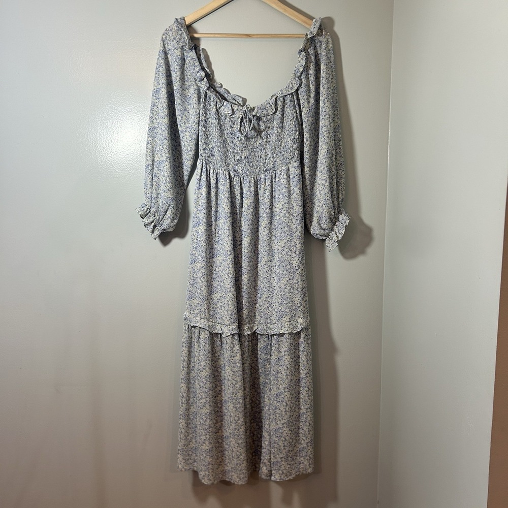 Altard State Dress Women's M Maxi Long Floral Smocked Tiered Cottagecore